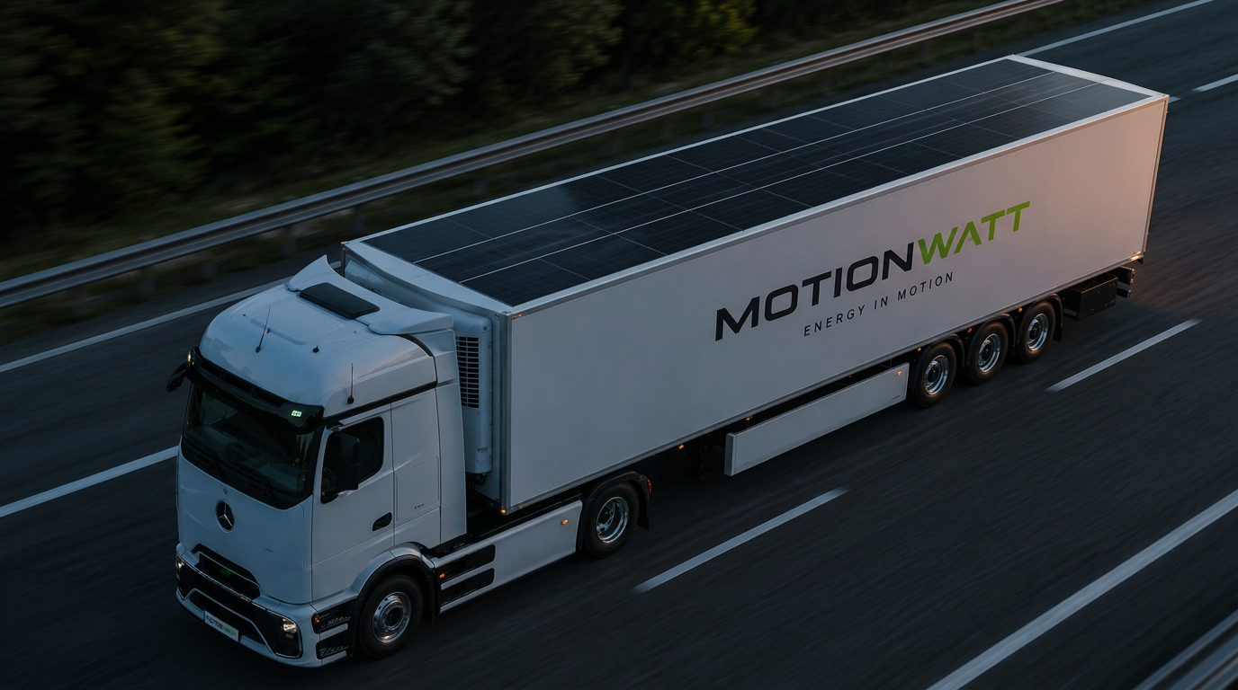 Nutzfahrzeug im Abendlicht während eines MOTIONWATT-Pilotprojekts